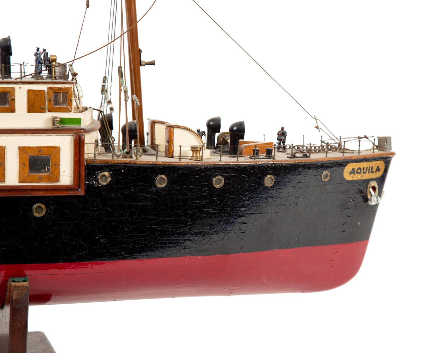 A Painted Wood Model of the Steam Boat Aquila