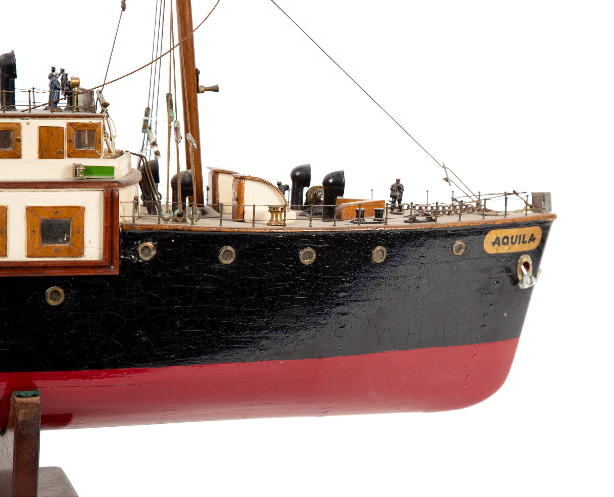 A Painted Wood Model of the Steam Boat Aquila