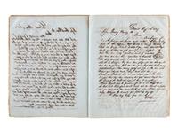 [TRANSPORTATION] -- [SHIPPING]. Letter press copy book featuring discussion of early Great Lakes shipping and commerce within the 1847 business correspondence of Detroit shipbuilder, merchant, and vessel owner Elon W. Hudson (1818-1901).