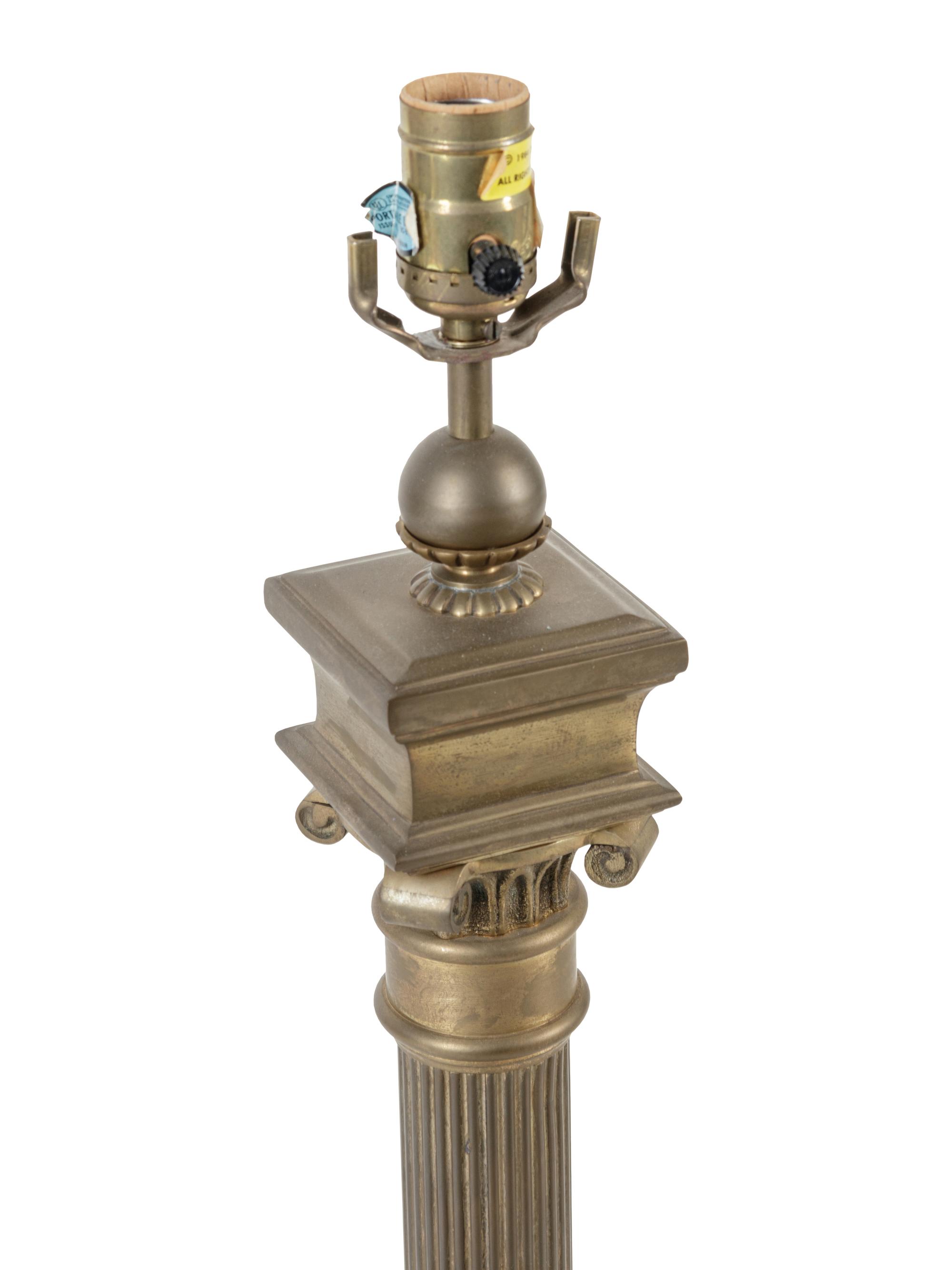 A Pair of Gilt Metal Columnar Lamps