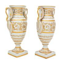 A Pair of French Painted Porcelain Vases