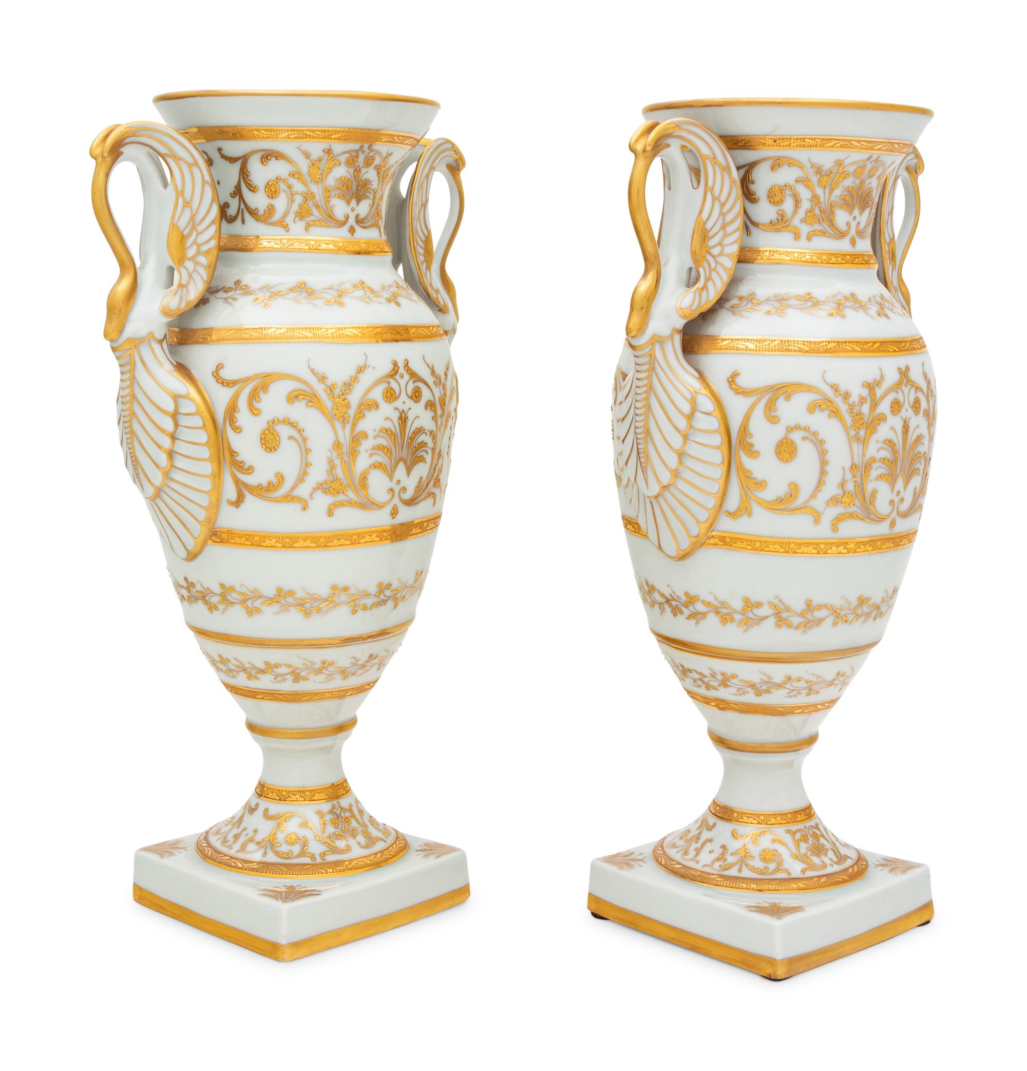 A Pair of French Painted Porcelain Vases