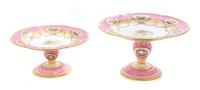 A Pair of Continental Porcelain Cake Stands Diameter 9 1/2 inches.