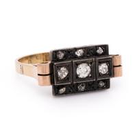 Diamond and Silver-Topped Gold Ring