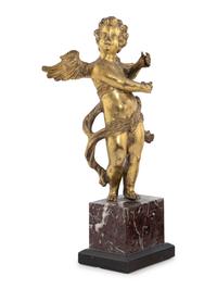 A Pair of Continental Gilt Bronze Figures of Putti