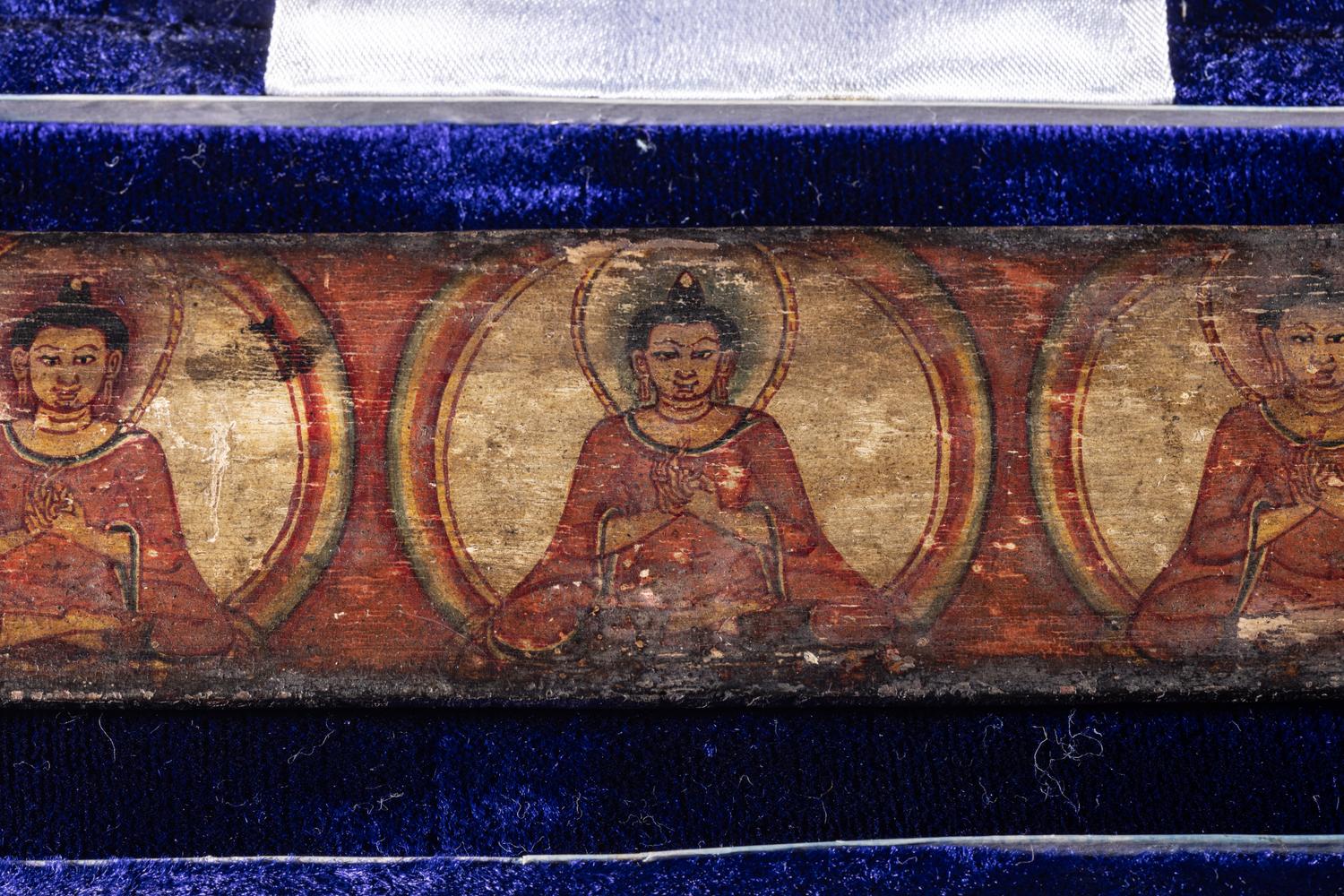 A Nepalese Polychrome Wood Manuscript Cover