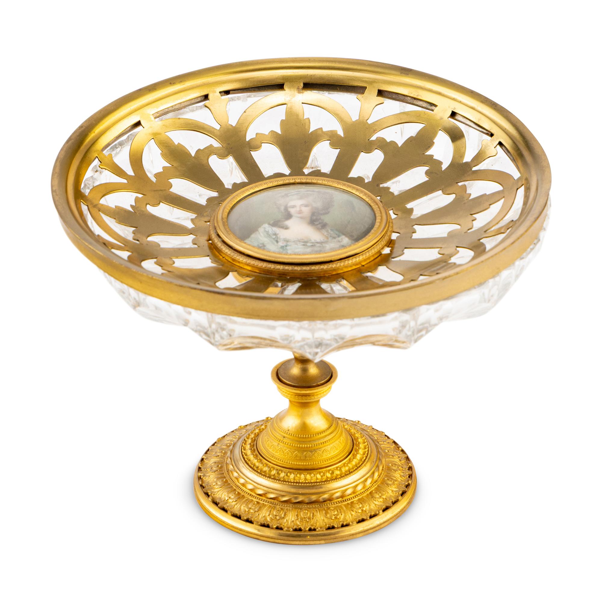 An English Gilt Brass and Cut Glass Centerpiece Bowl Retailed by Tiffany and Co.