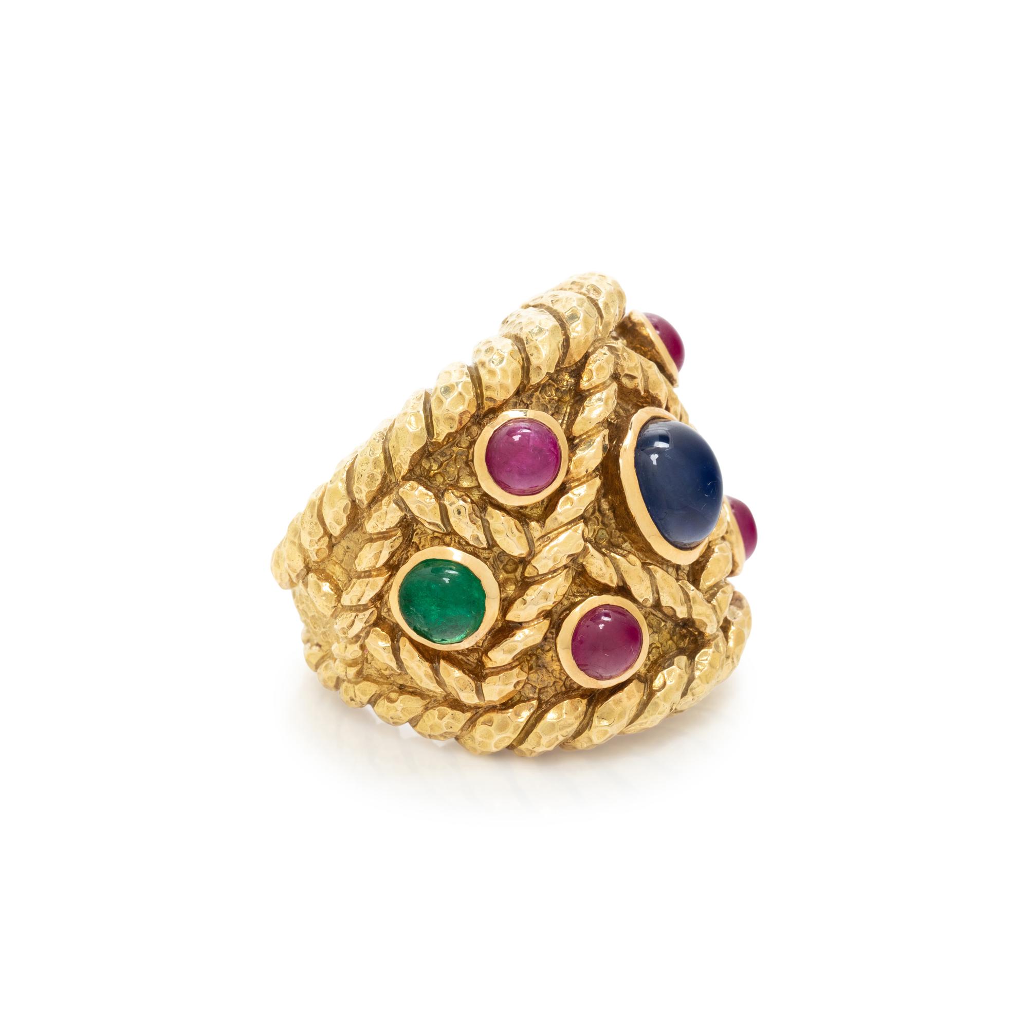 DAVID WEBB, YELLOW GOLD AND MULTIGEM RING