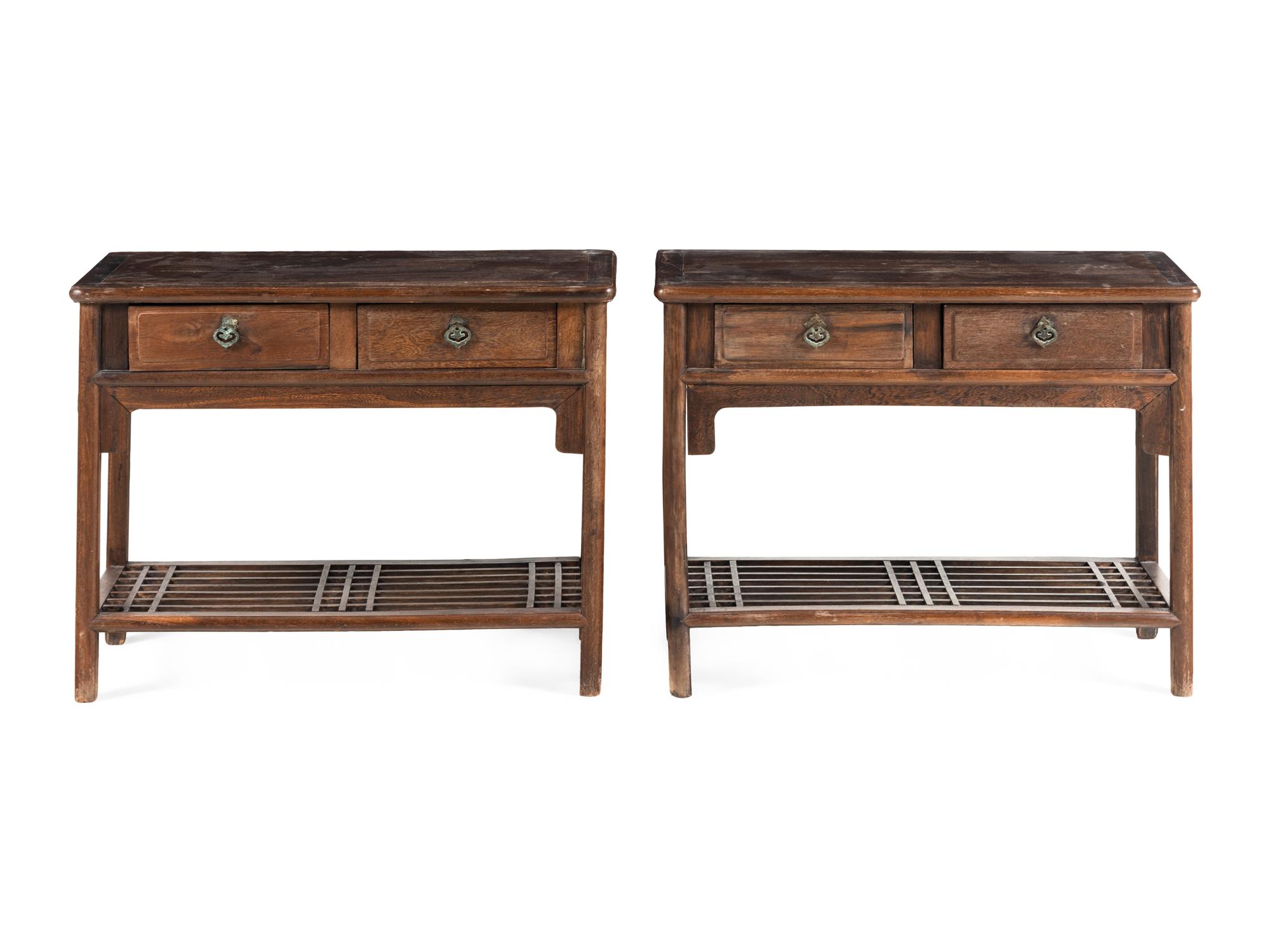 A Pair of Chinese Jichimu Cabinets on Stands
