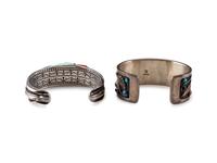 Navajo Silver Cuff Bracelets, with Colorful Inlay