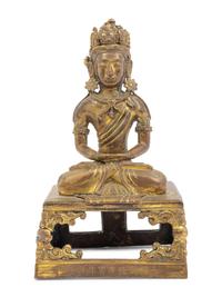 A Gilt Bronze Seated Figure of Amitayus