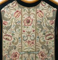 An Italian Hand Embroidered Silk Chasuble Panel