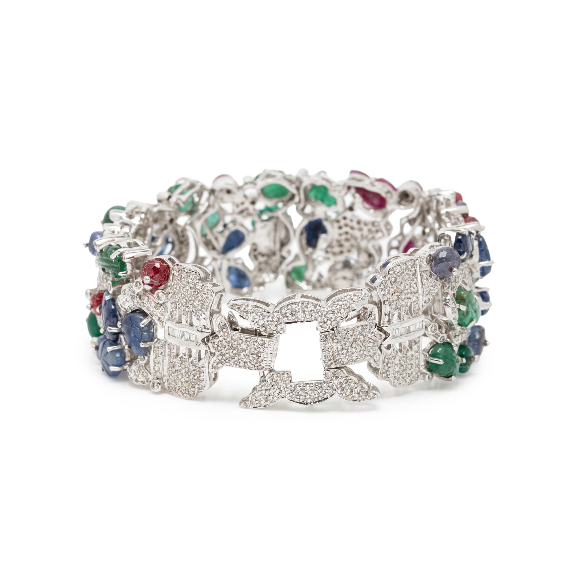 WHITE GOLD, DIAMOND AND MULTIGEM BRACELET