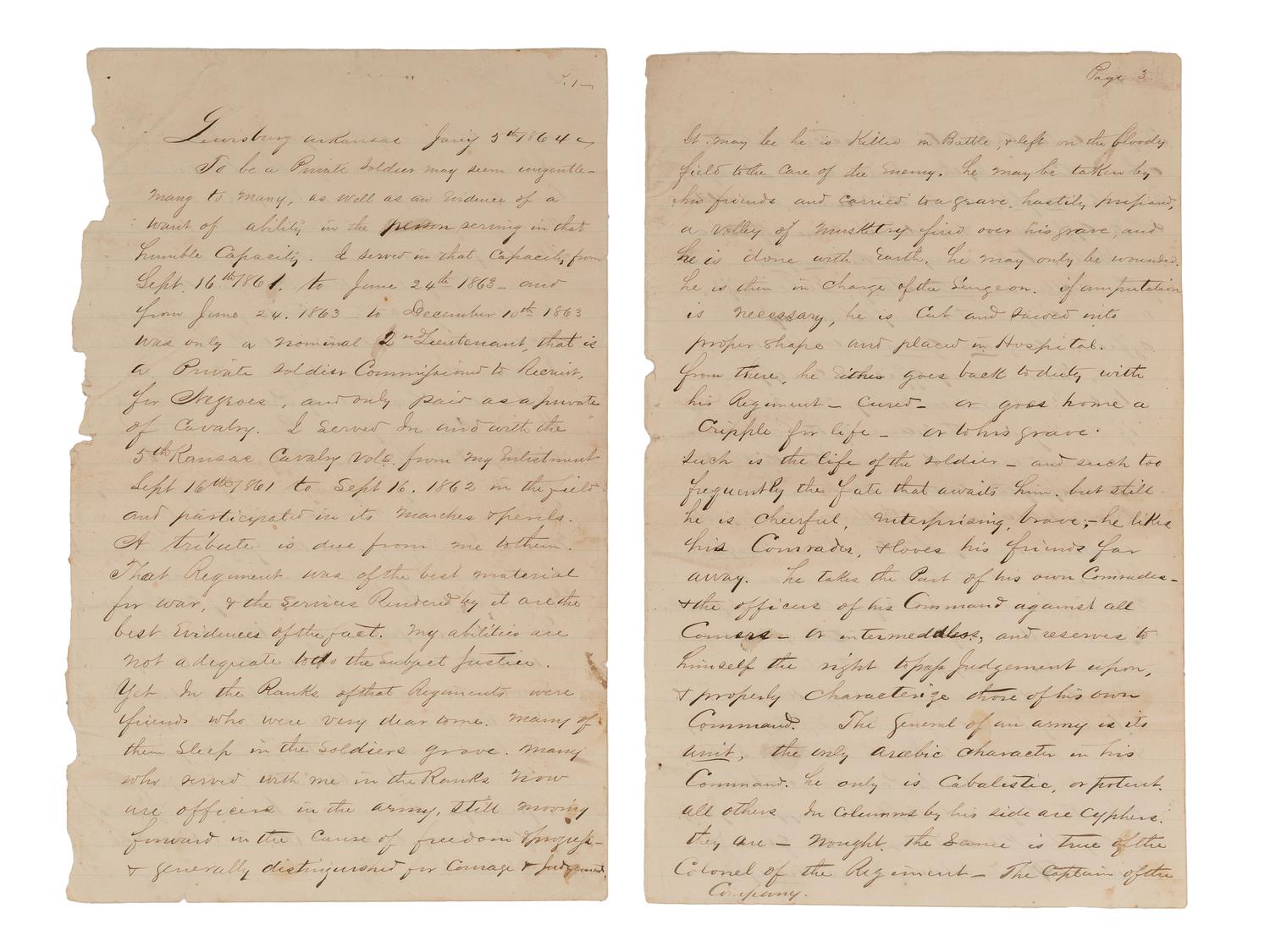 [CIVIL WAR]. "The Vision of Emet Logan The Negro Prophet of the Arkansas." 1864.