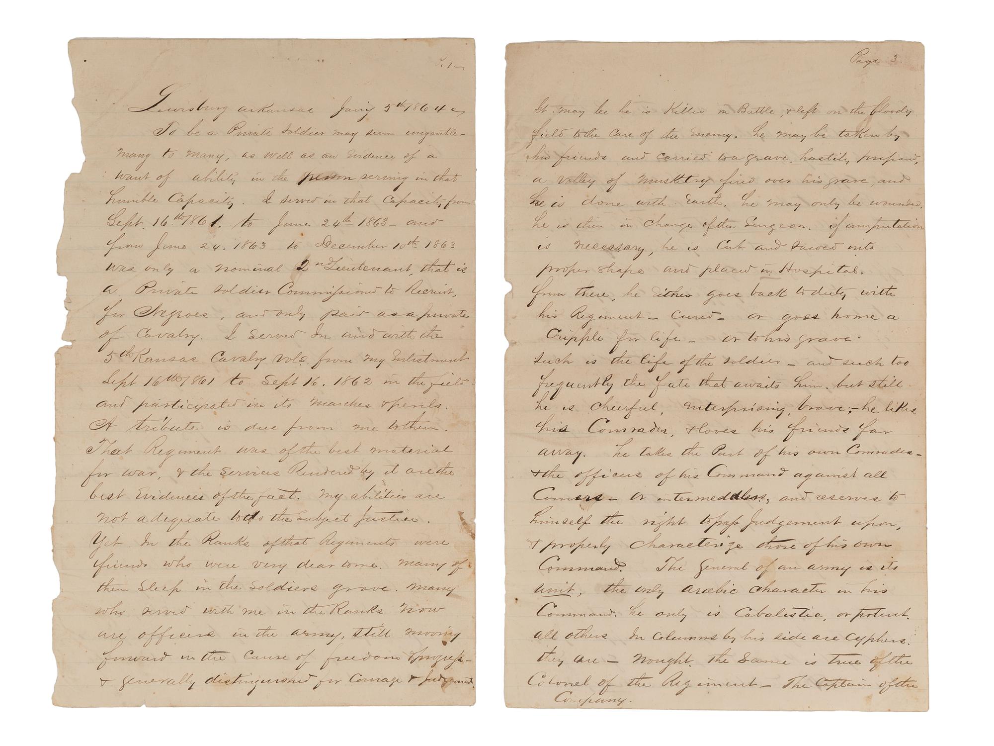 [CIVIL WAR]. "The Vision of Emet Logan The Negro Prophet of the Arkansas." 1864.