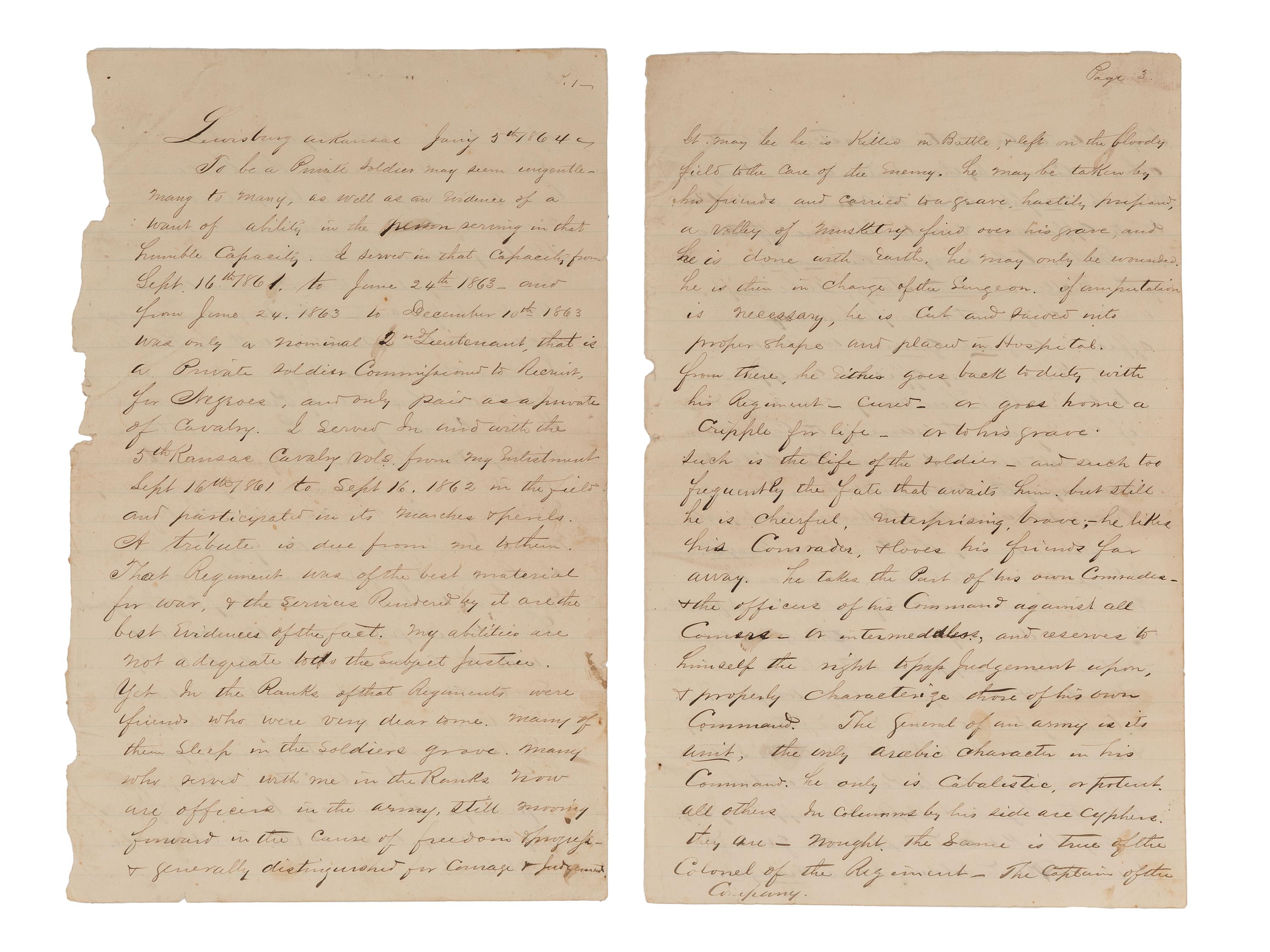[CIVIL WAR]. "The Vision of Emet Logan The Negro Prophet of the Arkansas." 1864.