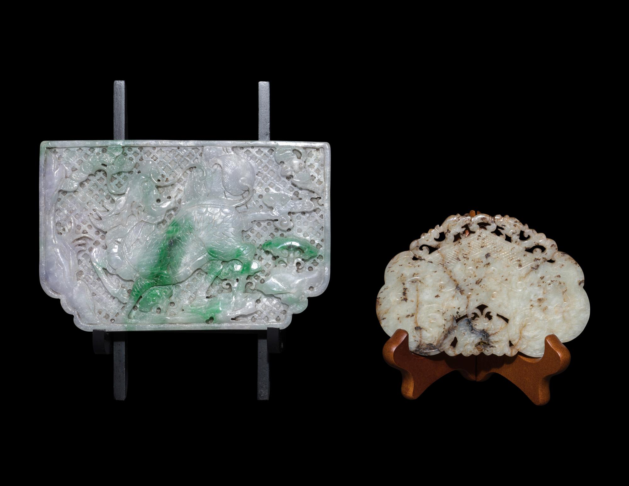 Two Chinese Jade and Jadeite Plaques