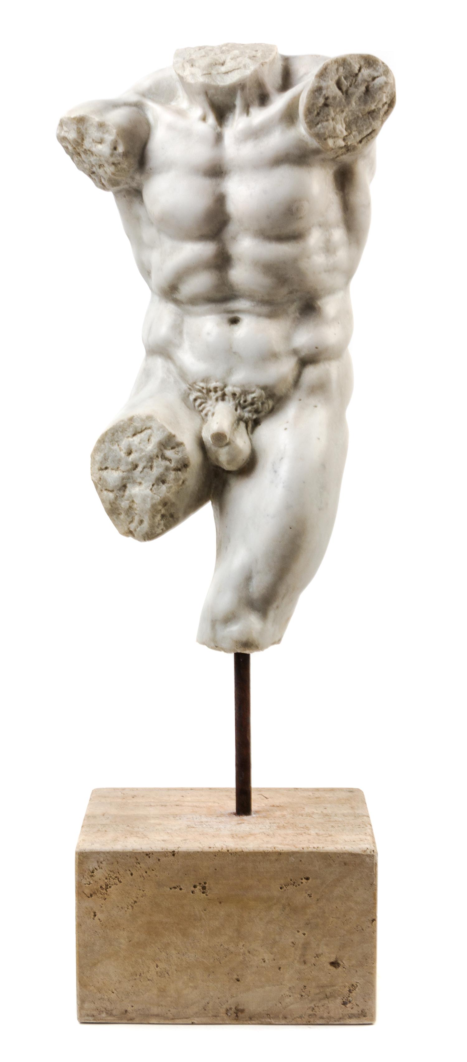 A Continental Marble Torso of a Man Height of torso 20 inches.