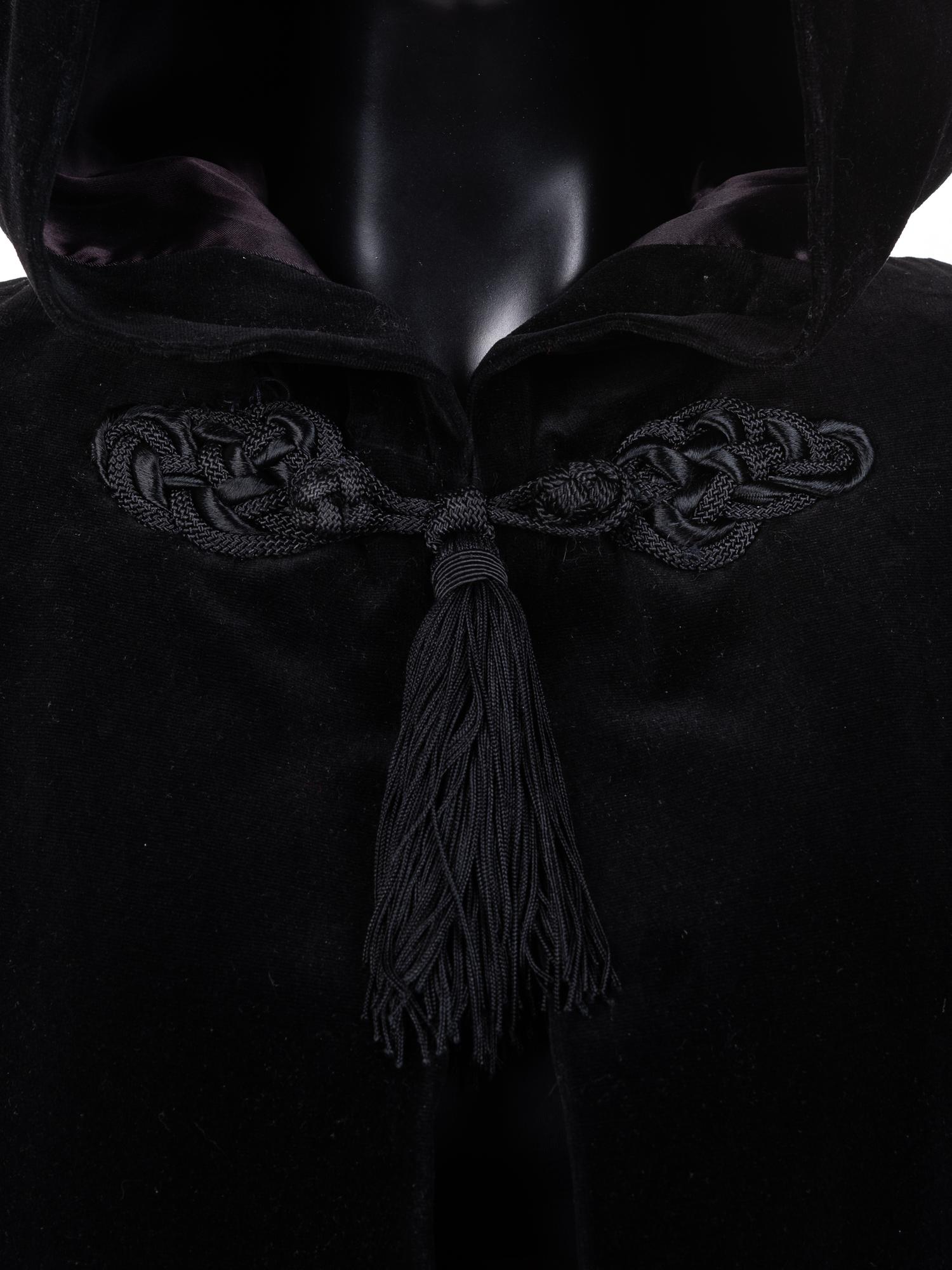 Saint Laurent Rive Gauche Hooded Velvet Cape, 1970s