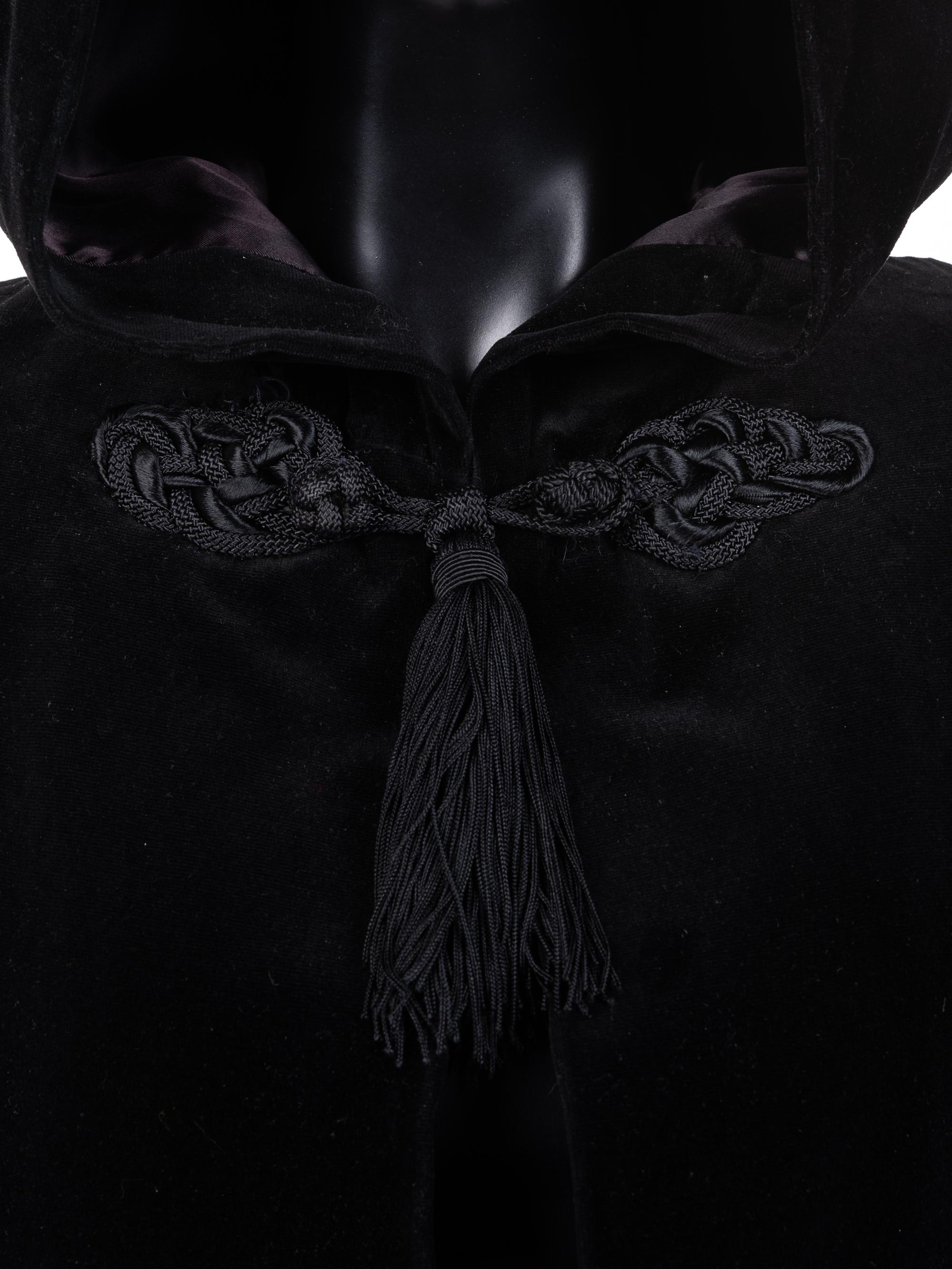Saint Laurent Rive Gauche Hooded Velvet Cape, 1970s