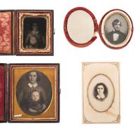 [EARLY PHOTOGRAPHY]. Daguerreotype possibly feat. Charles Goodyear, [with:] 3 images of same woman.