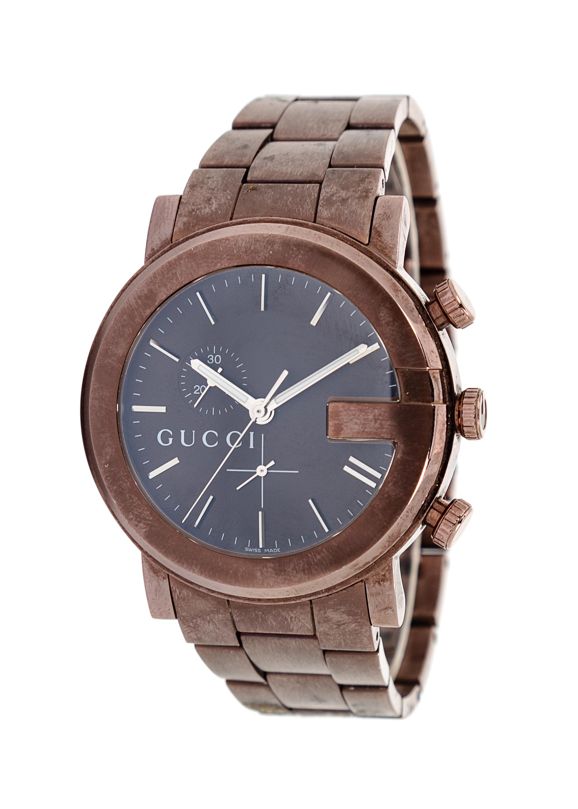 A Gucci G-Chrono Brown Ion-Plated Stainless Steel Men's Watch, 42mm case diameter.
