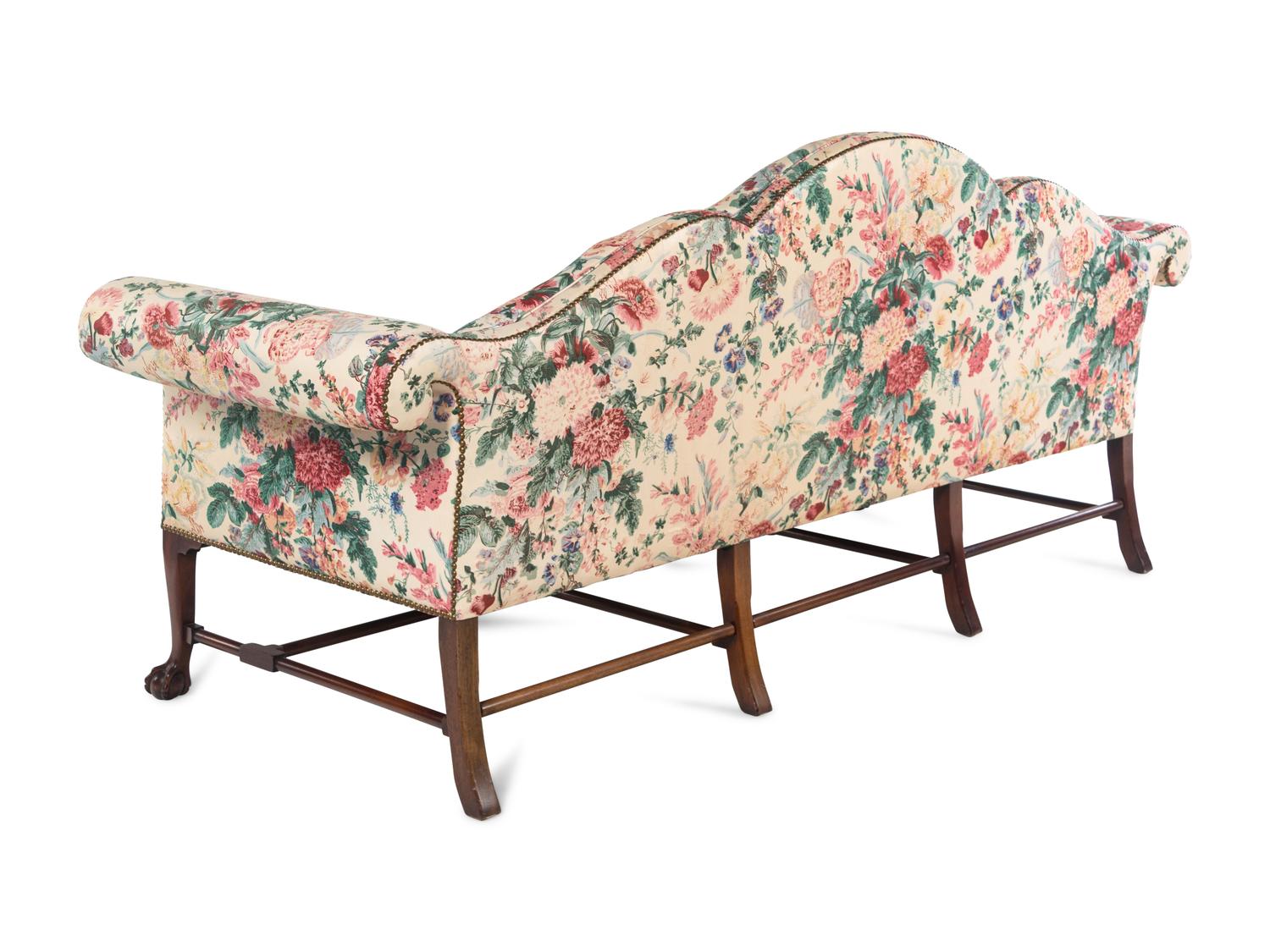 An Irish George III Style Mahogany Camelback Sofa