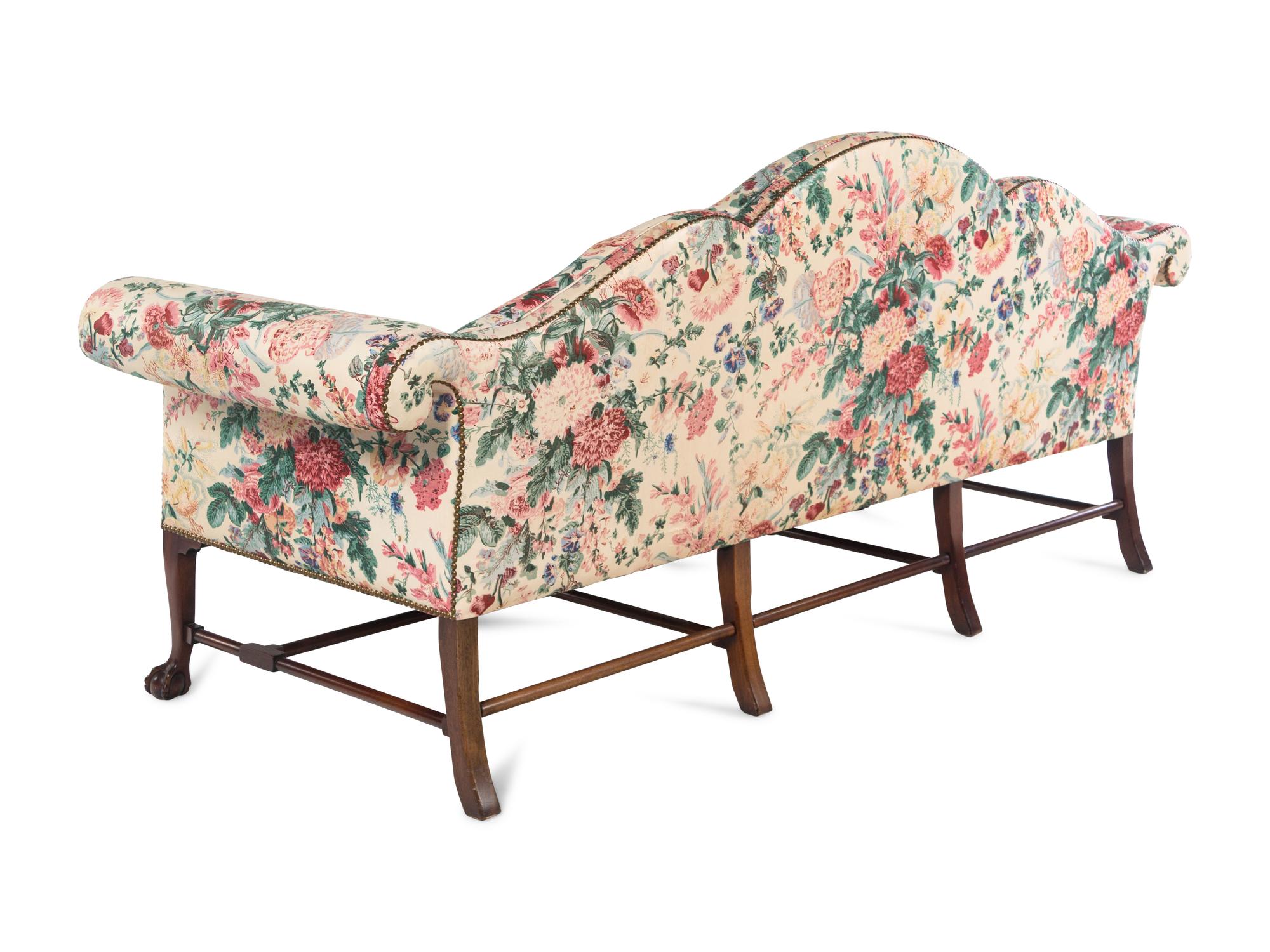 An Irish George III Style Mahogany Camelback Sofa