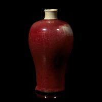 A Chinese Langyao Red Glazed Porcelain Vase, Meiping, Kangxi Period 清康熙 郎紅梅瓶