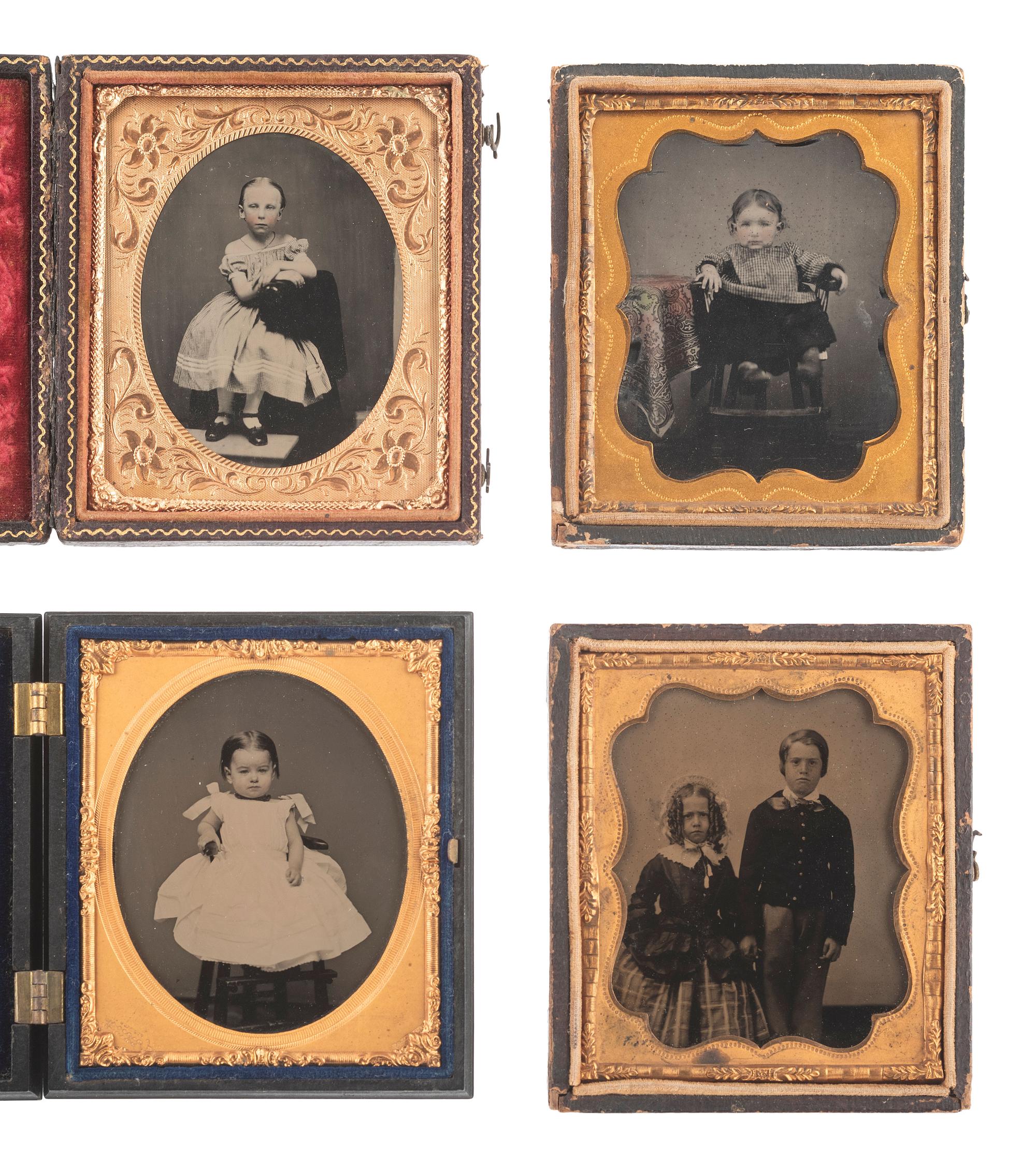 [EARLY PHOTOGRAPHY]. 23 sixth plate ambrotypes and tintypes of children.