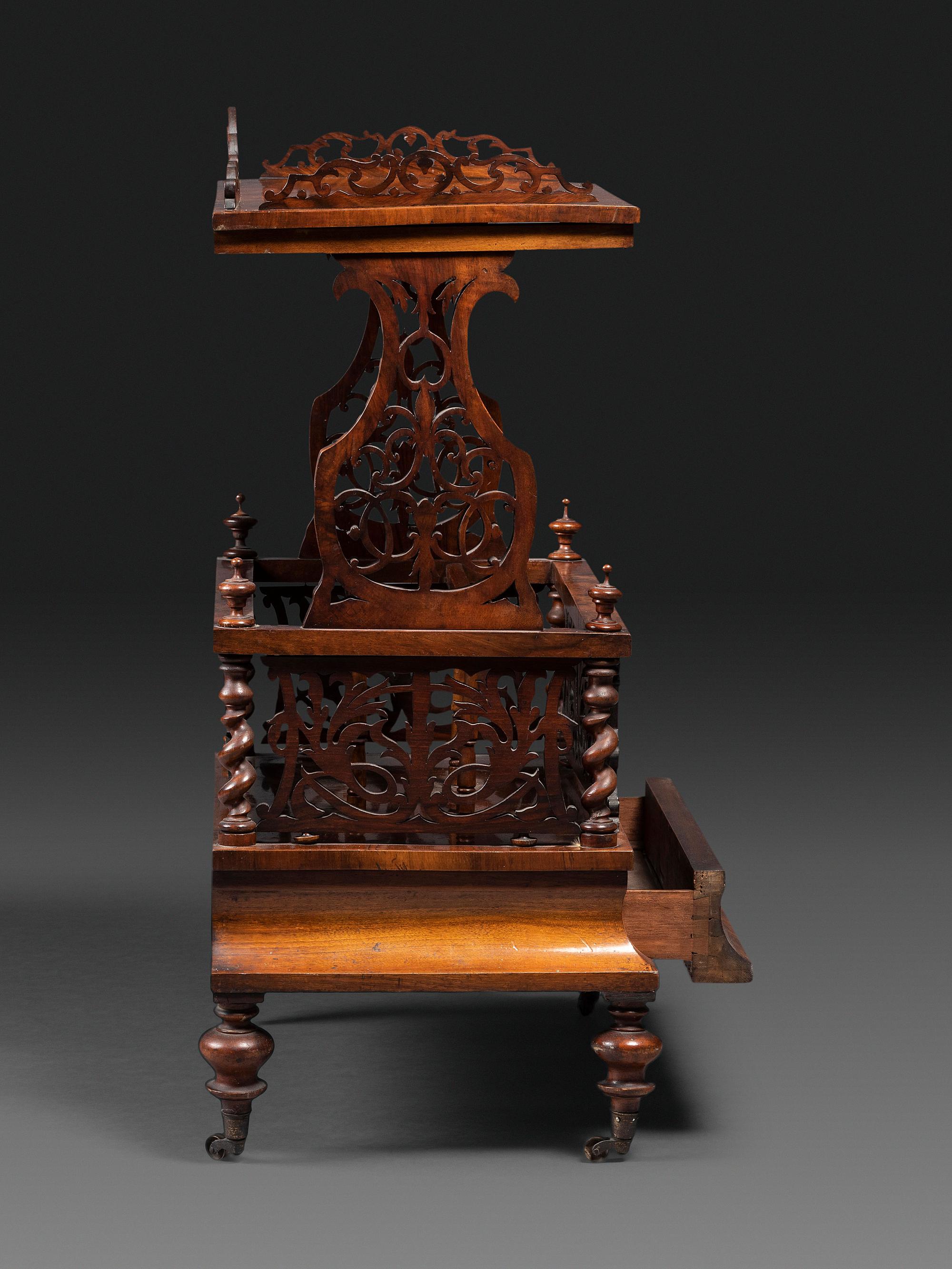 A Victorian Pierce-Carved Burlwood Canterbury