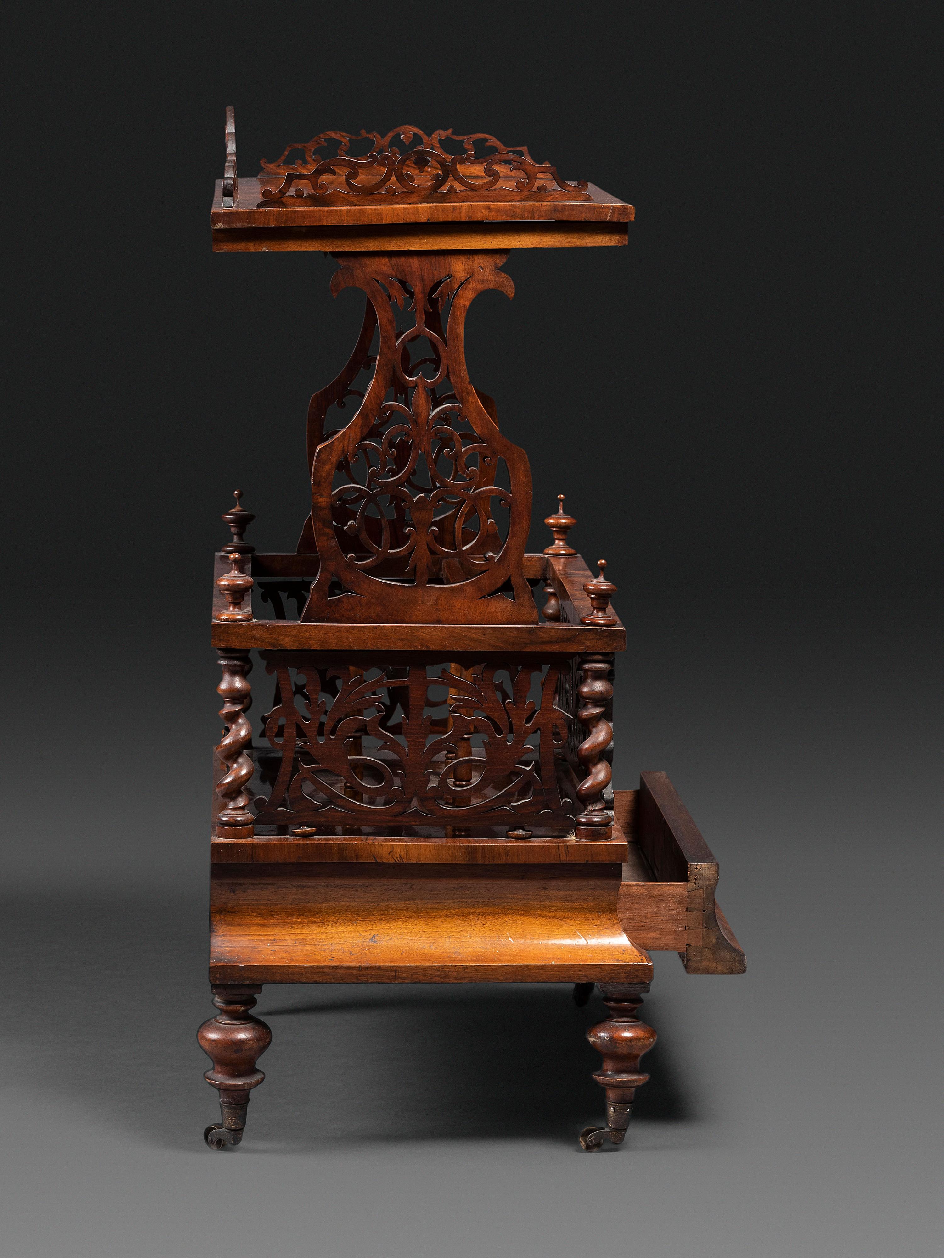 A Victorian Pierce-Carved Burlwood Canterbury