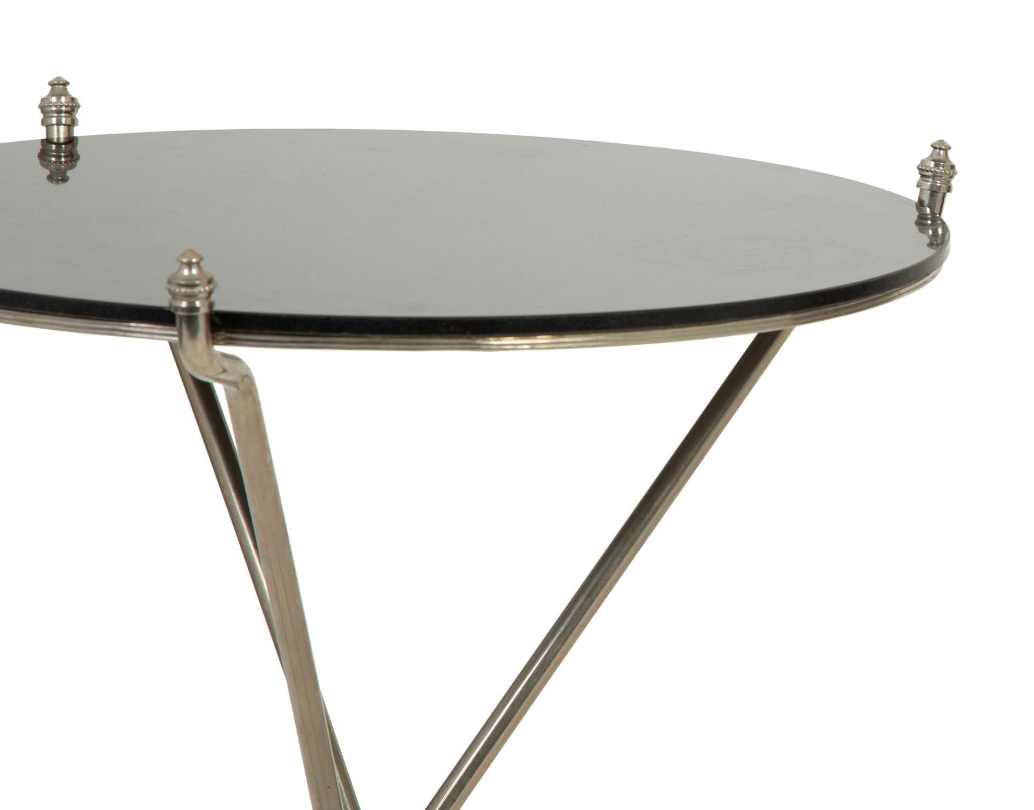 A Pair of Steel Marble-Top Side Tables in the Style of Maison Jansen — MID-2OTH CENTURY
