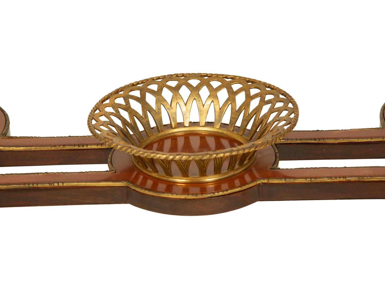 A French Empire Style Gilt Bronze Mounted Mahogany Table with Rouge Marble Top — 19TH CENTURY