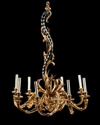 A Rococo Style Gilt Bronze Eight-Light Chandelier Height 37 x diameter 27 inches. — LATE 19TH CENTURY
