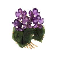 AMETHYST, HARDSTONE AND DIAMOND FLOWER PENDANT/BROOCH
