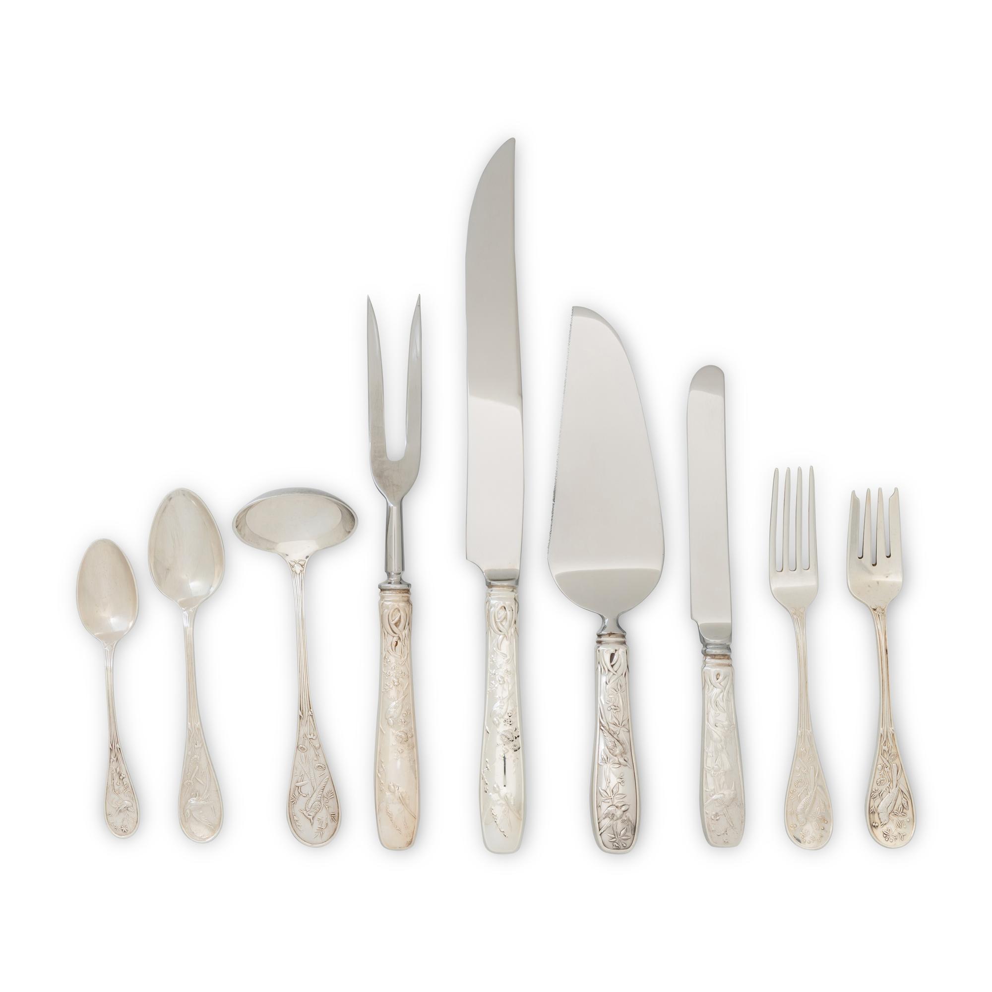 A Tiffany and Co. Audubon Silver Flatware Service