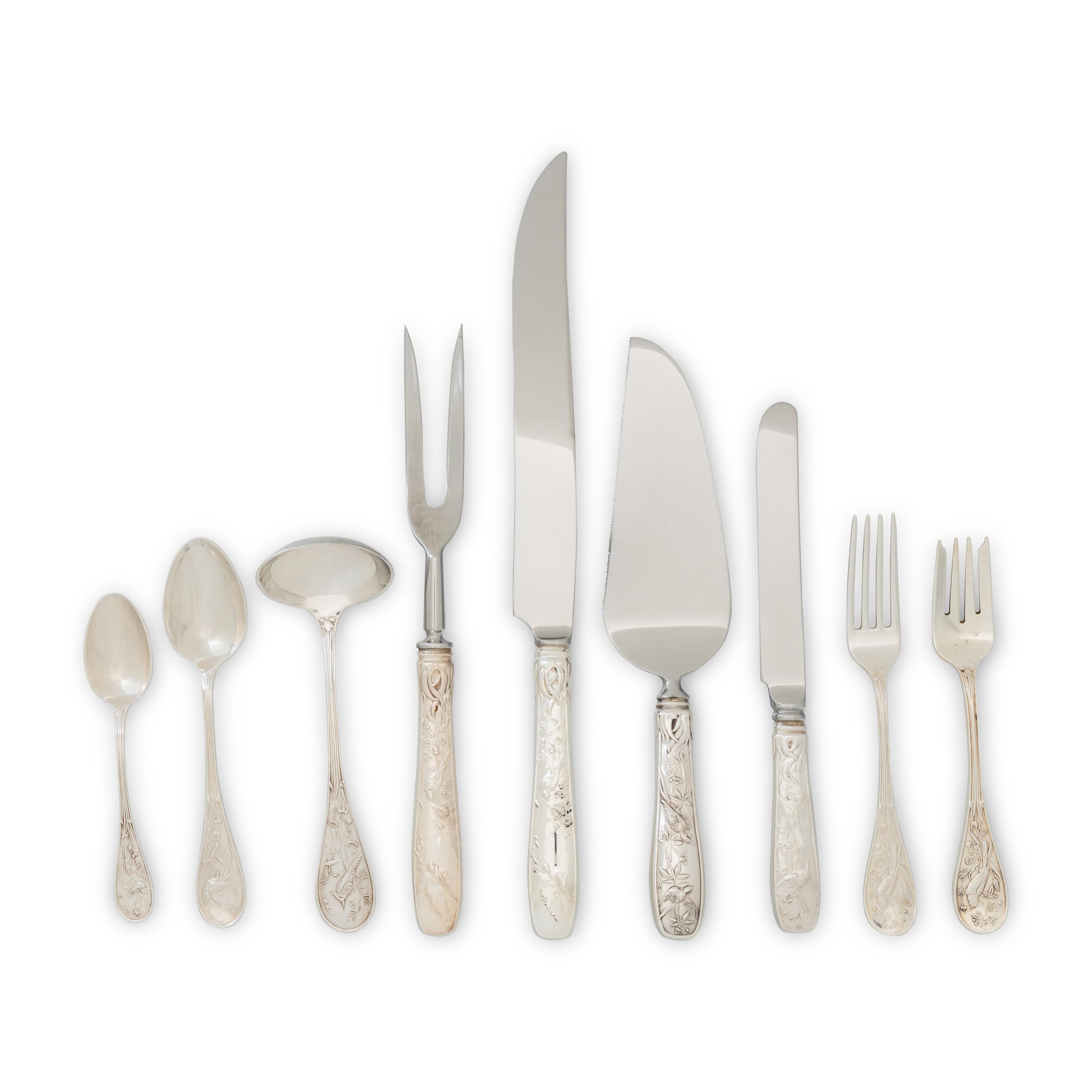 A Tiffany and Co. Audubon Silver Flatware Service
