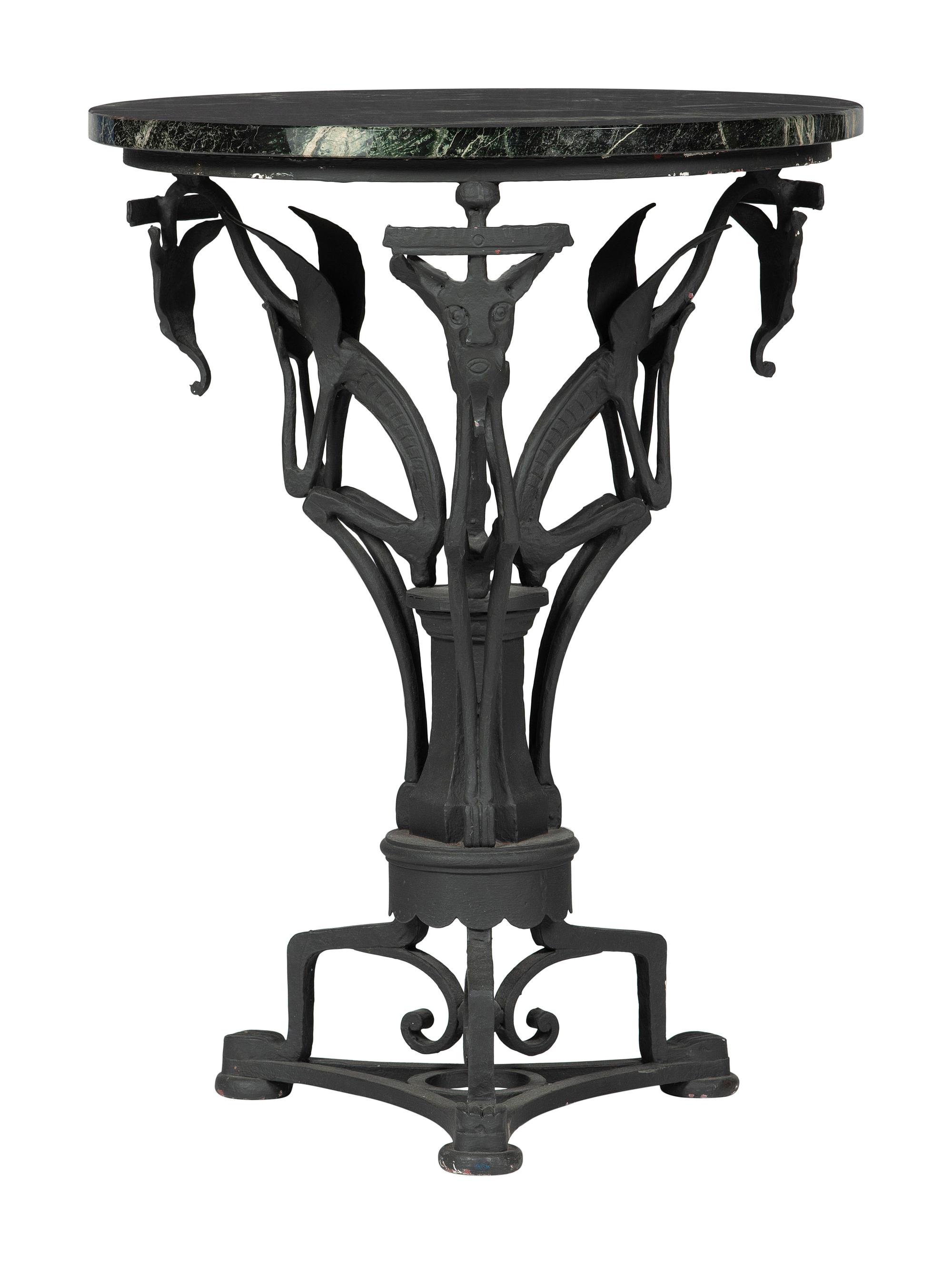 A Victorian Iron and Marble Top Table