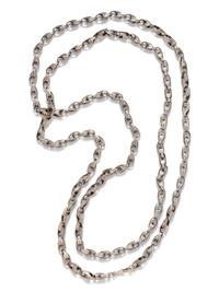 A Silver Fancy Link Longchain Necklace,