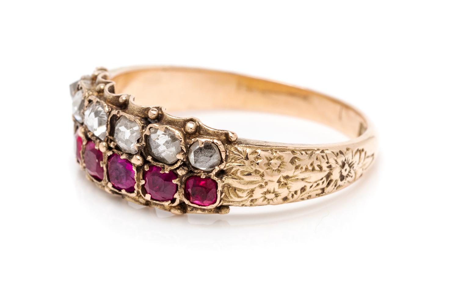 A Georgian Yellow Gold, Ruby and Diamond Ring, 2.10 dwts.