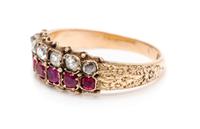 A Georgian Yellow Gold, Ruby and Diamond Ring, 2.10 dwts.