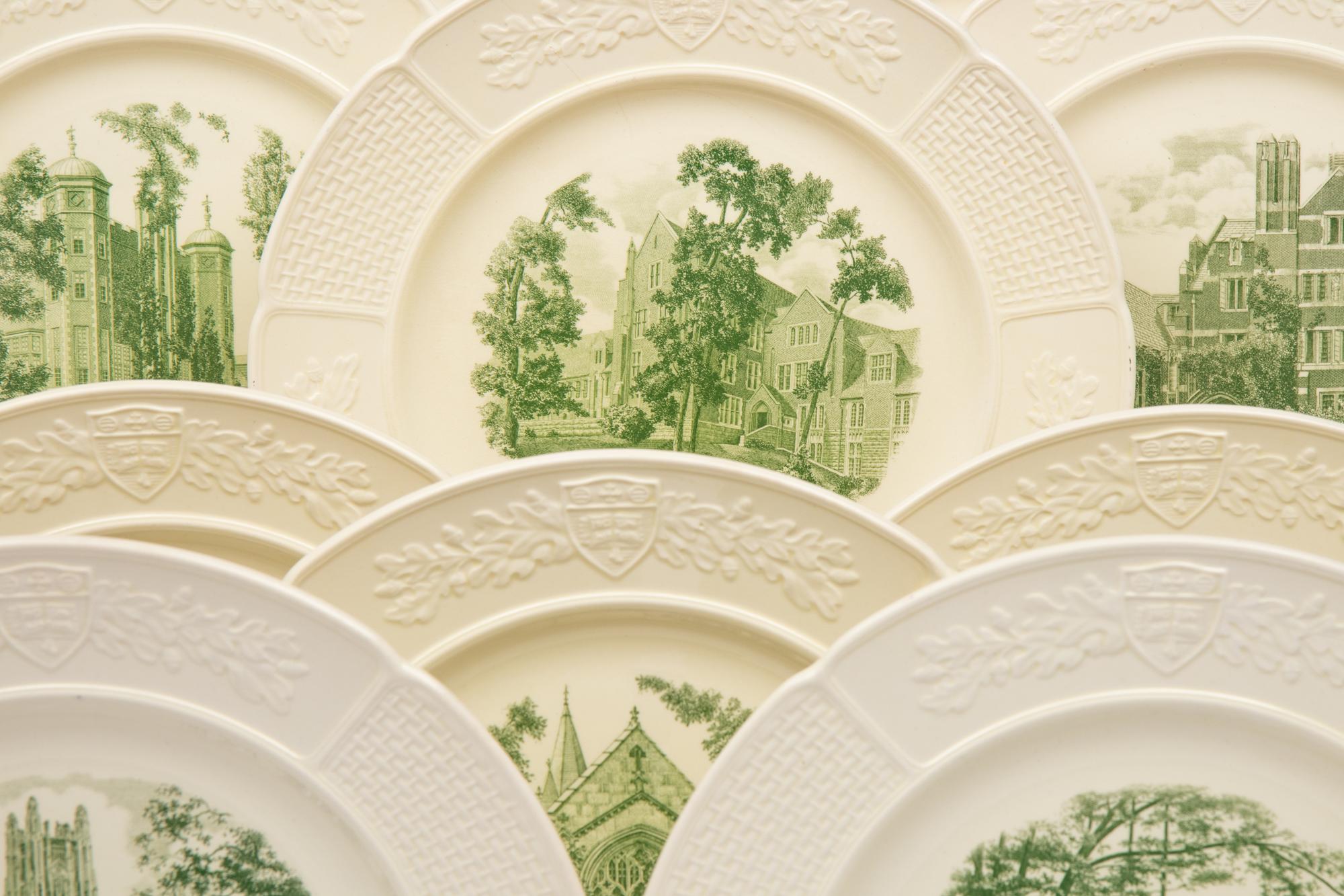 A Set of Twelve Wedgwood Plates with Landscapes of Wellesley College