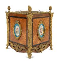 A French Gilt Bronze and Sevres Style Porcelain Mounted Kingwood Jardinière