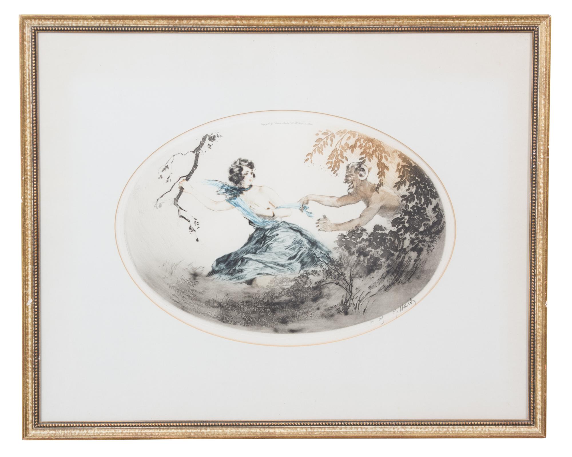Two French Etchings Depicting Women Largest framed 18 1/4 x 23 inches.