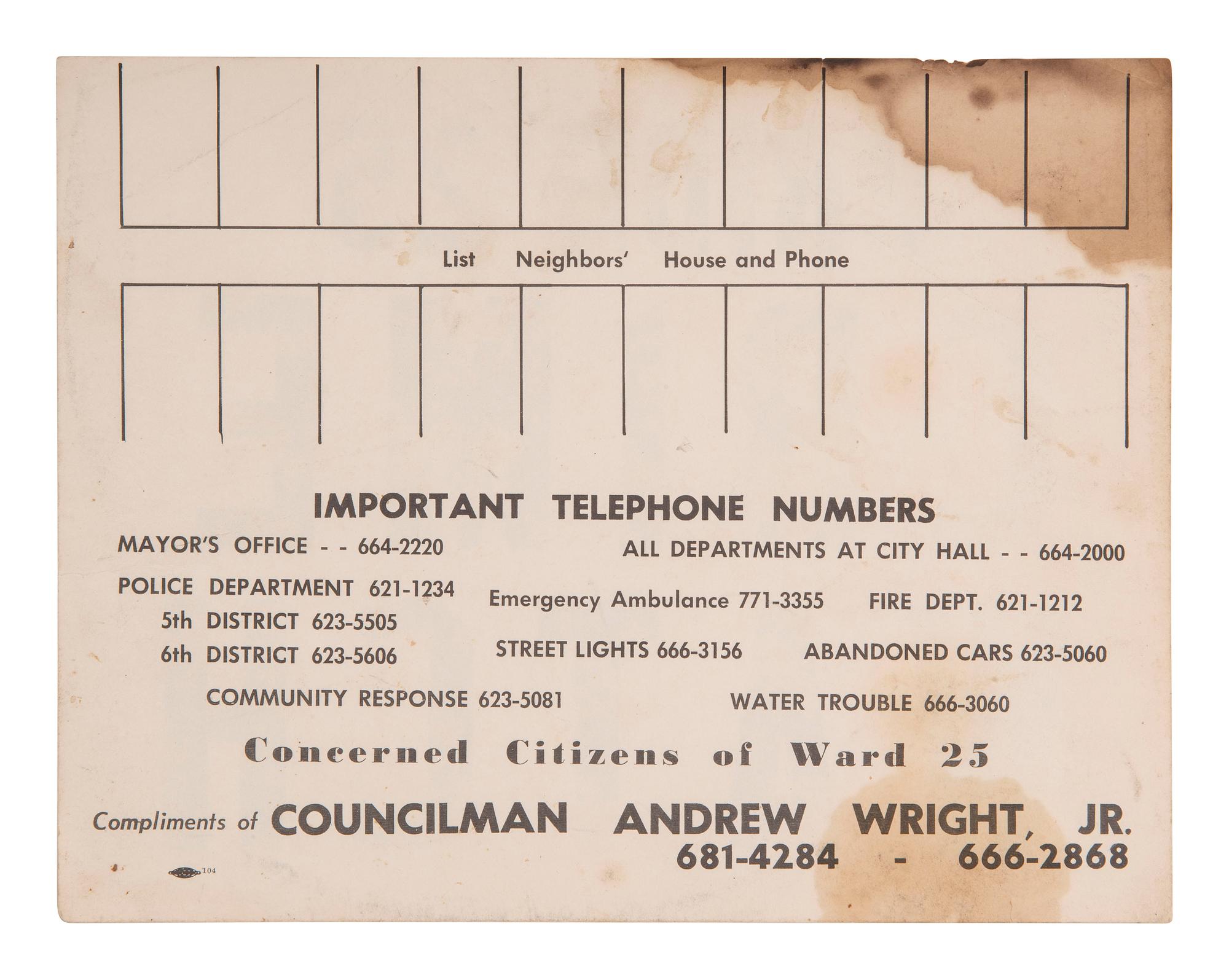 [CIVIL UNREST]. Pride 25 Crime Watch window sign, [Cleveland, OH], [ca 1960s].