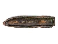 A Chinese Inlaid Bronze Bamboo Shoot-Form Paper Weight