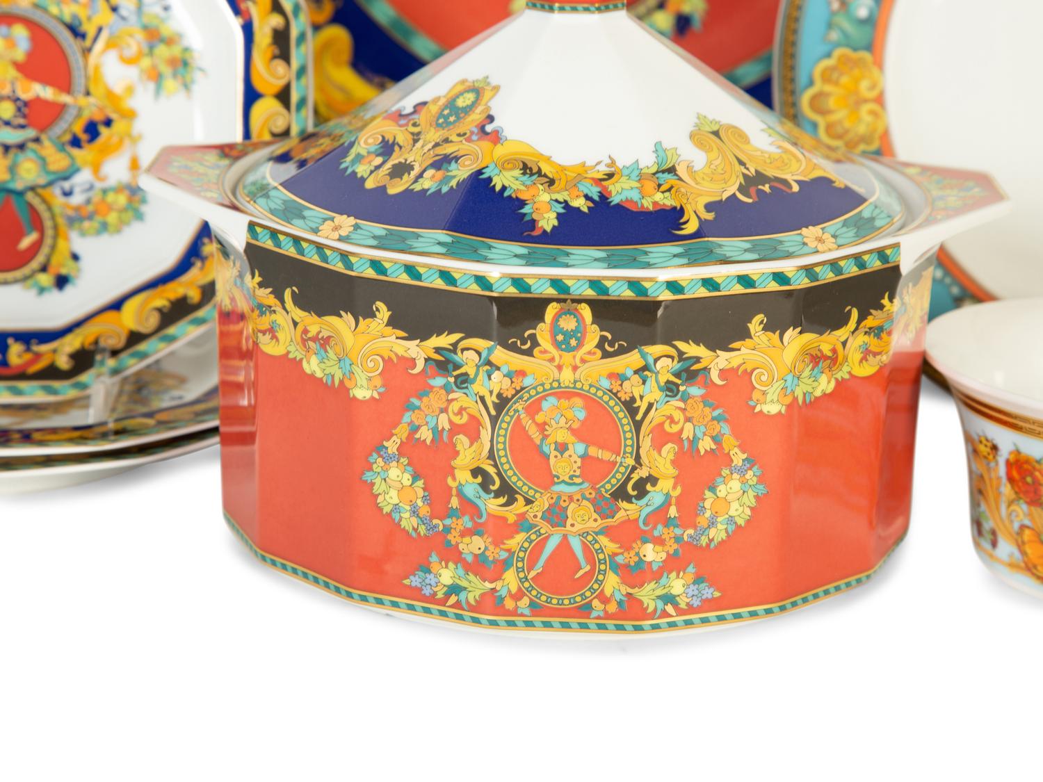 A Versace for Rosenthal Porcelain Le Roi Soleil Pattern Partial Dinner Service — 20th Century