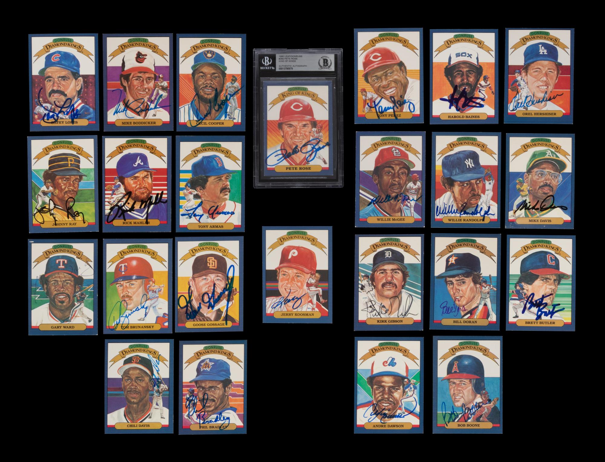 A Group of 24 1986 Donruss Diamond Kings Signed Autograph Baseball Cards,