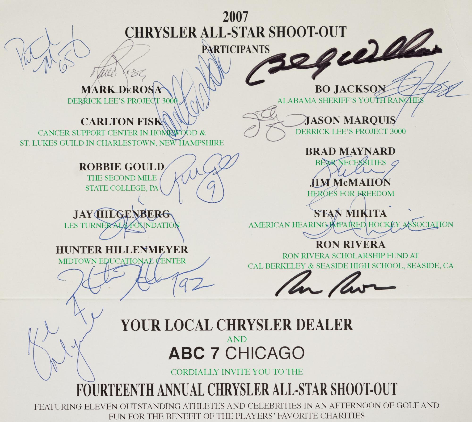 A Group of Three Chrysler All-Star Golf Shootout Signed Autograph Invitations Including Multiple Chicago Hall of Famers (Beckett Authentication Services BAS Certified),